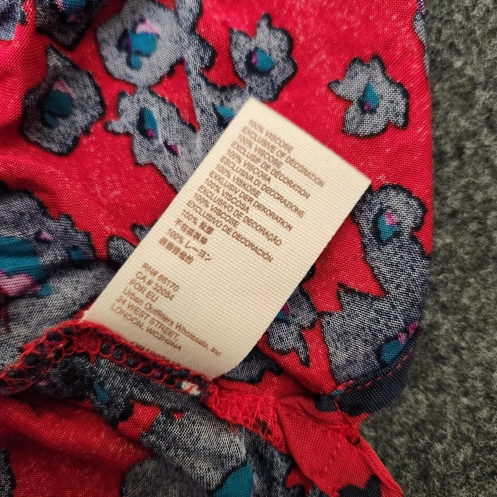Free People Womens Small Love Letter Boho Floral Tunic Mini Dress Red Ruffle